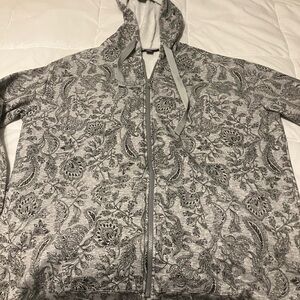 Roaman’s Paisley Zip-Up Hoodie – Gray – Women’s 18/20 (L)